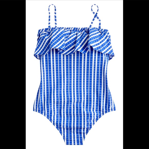 NEW J.CREW Puckered Stripe‎ One Piece Swimsuit 16 - Picture 2 of 12